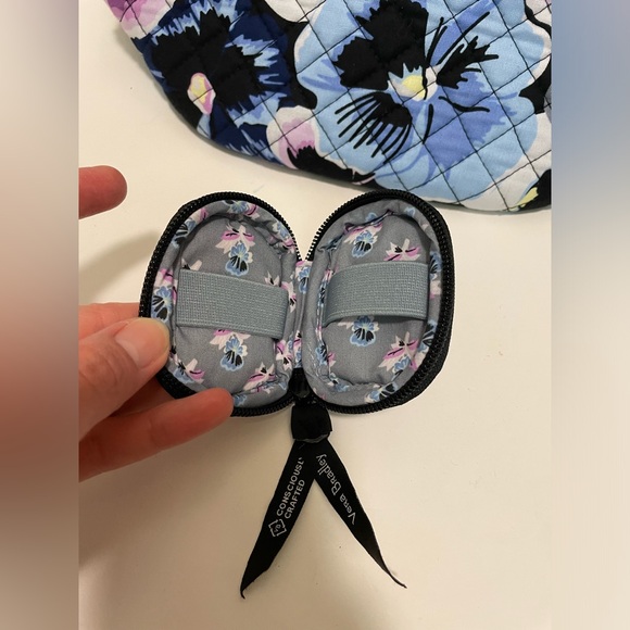 Vera Bradley Bucket Bag and AirPod Case in Plum Pansies EUC - Picture 3 of 6